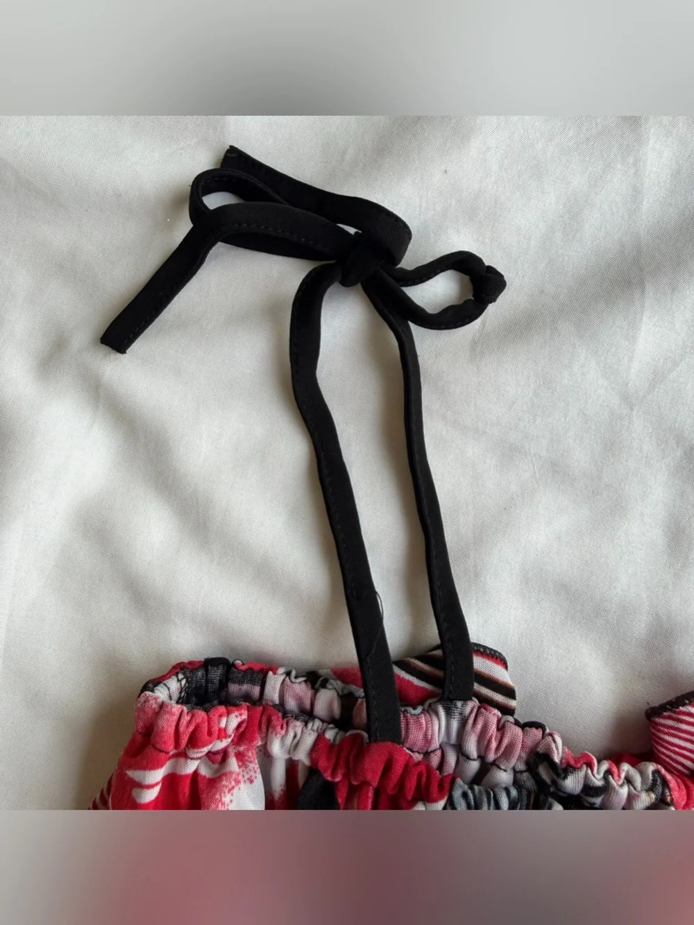Girls Red Tie-Strap Ruffle Sundress